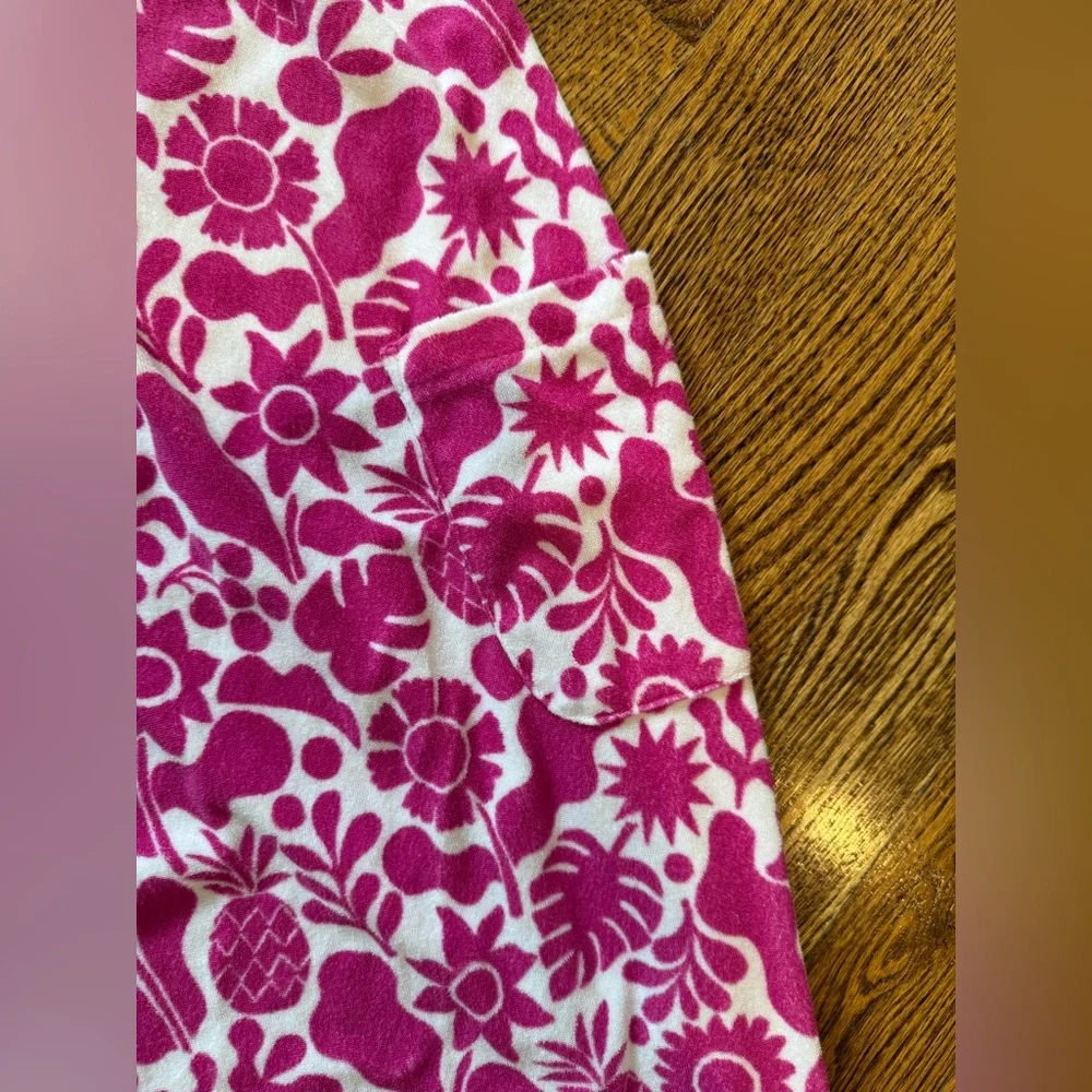 MINI BODEN Terry Toweling Swim Cover Up Dress Girls Size 11-12y floral birds